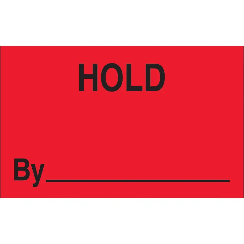 1 1/4 x 2" - "Hold By" (Fluorescent Red) Labels (DL1155) Roll Of 500