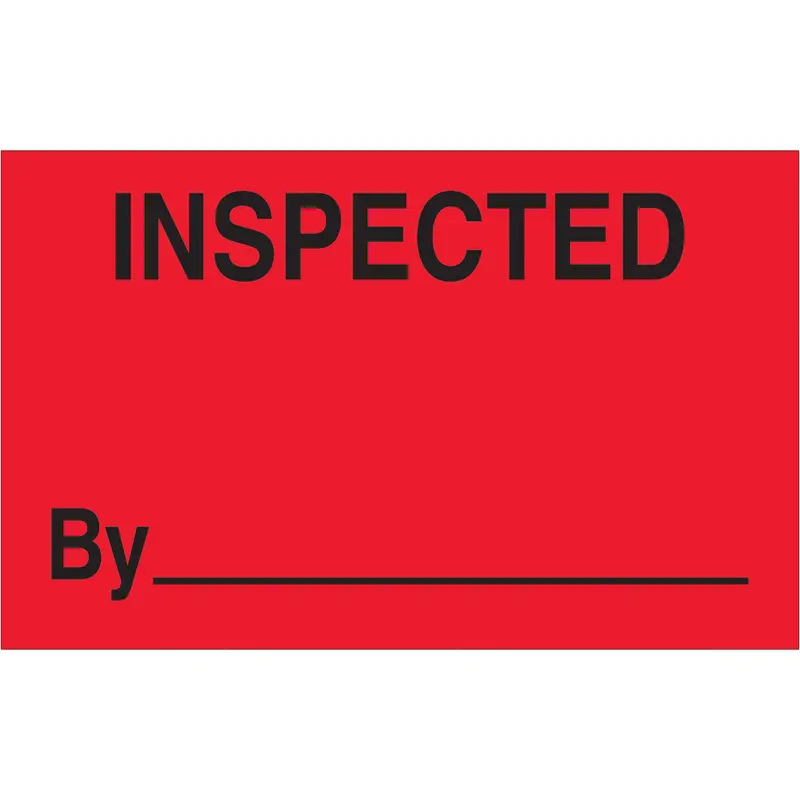 1 1/4 x 2" - "Inspected" (Fluorescent Red) Labels (DL1182) Roll Of 500