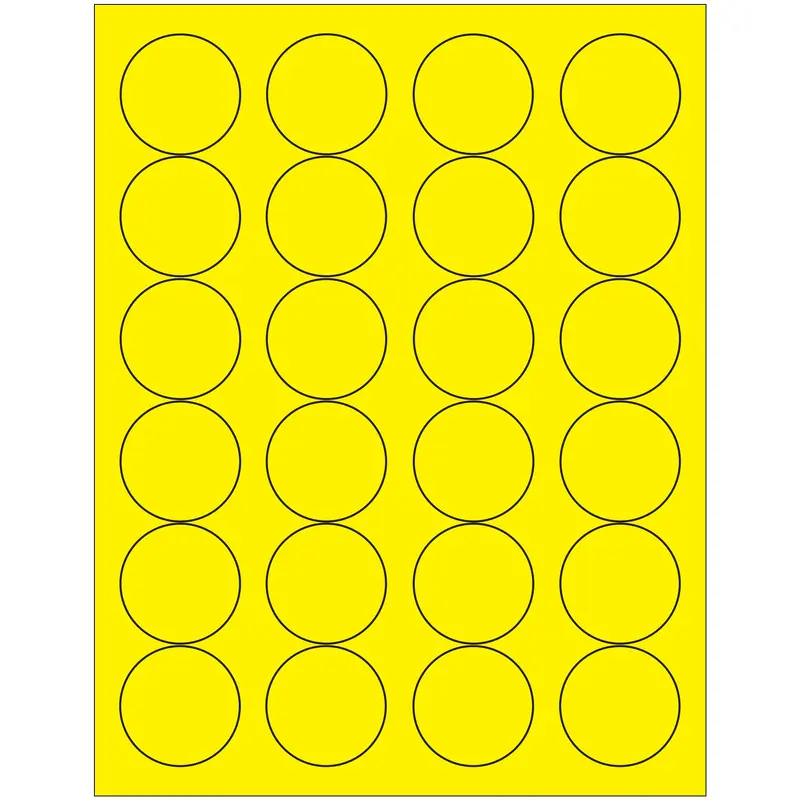 1 2/3" Fluorescent Yellow Circle Laser Labels (LL196YE) Case Of 2400