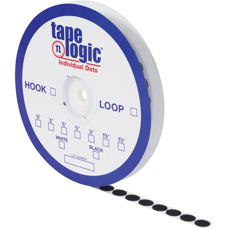 1 7/8" Black Hook Tape Logic Individual Tape Dots (HLT164) Case Of 450