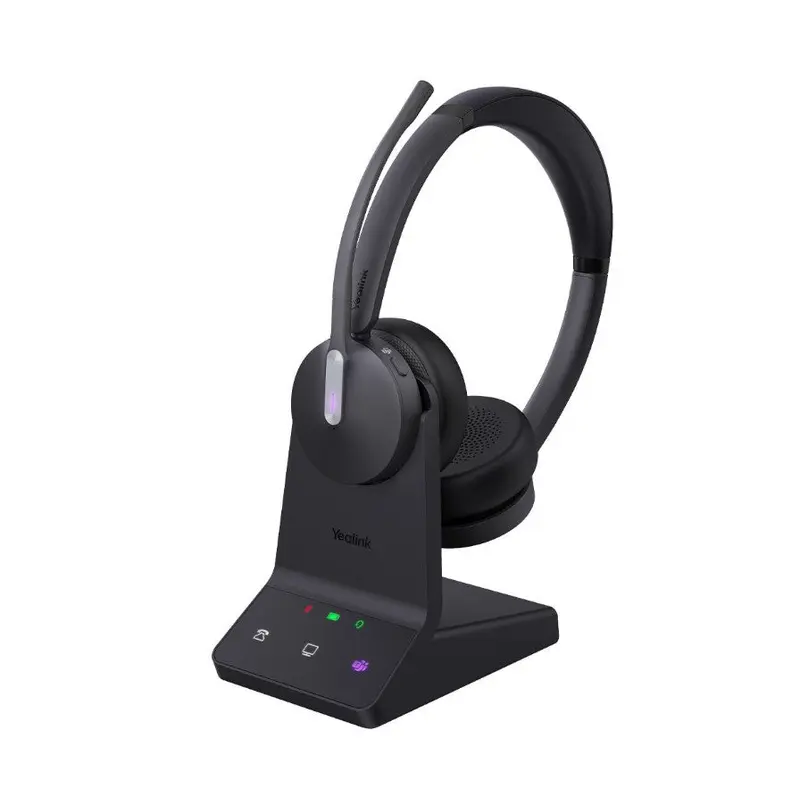 Yealink WH64 Hybrid Dual with Charging Stand Teams DECT Wireless Headset, DECT & Bluetooth 3-Mic Noise Cancellation, DECT Dongle USB-A WDD60