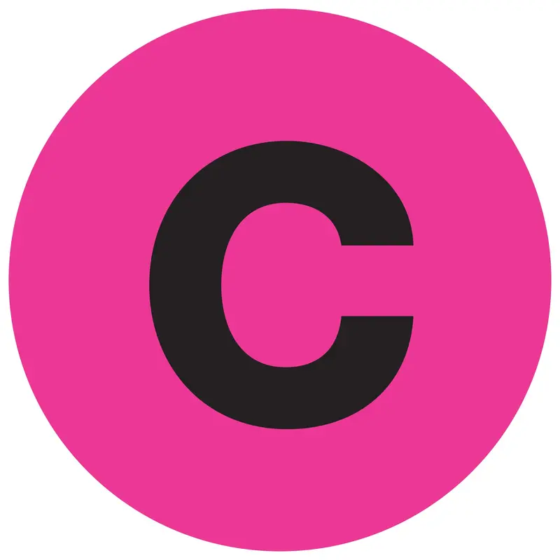1" Circle - "C" (Fluorescent Pink) Letter Labels (DL7004) Roll Of 500