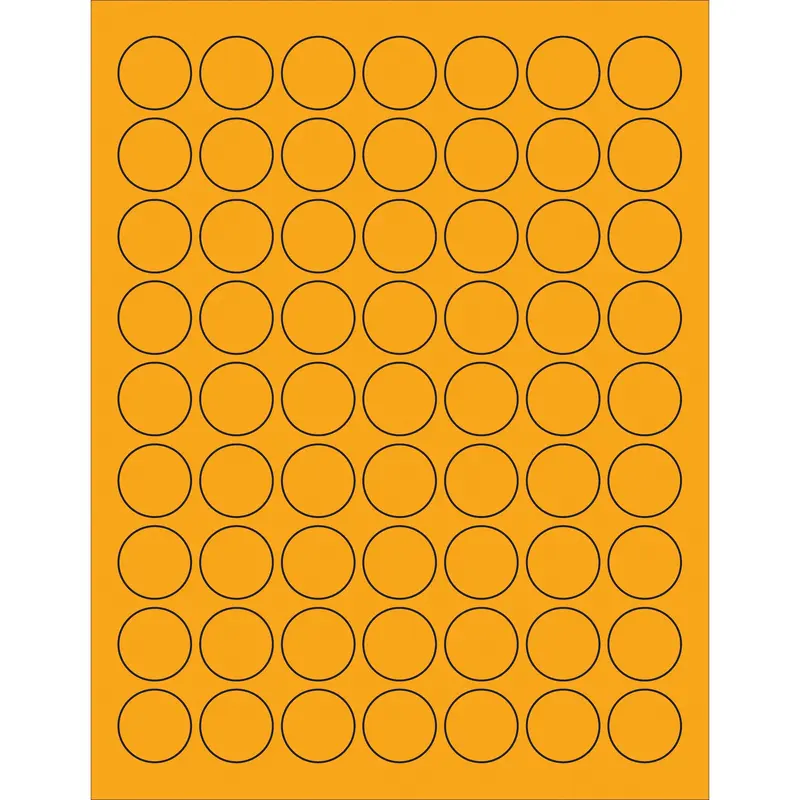 1" Fluorescent Orange Circle Laser Labels (LL191OR) Case Of 6300