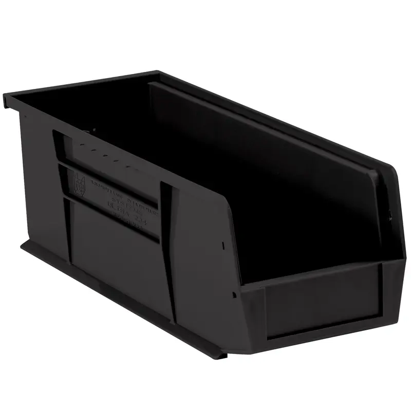 10 7/8 x 4 1/8 x 4" Black Plastic Stack & Hang Bin Boxes (BINP1144K) Case Of 12