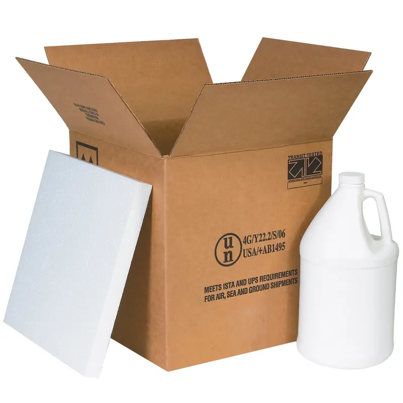 12 1/4 x 12 1/4 x 12 3/4" 4 - 1 Gallon Plastic Jug Shipper Kit (HAZ1132) Each