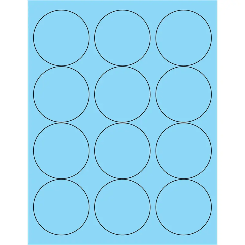 2 1/2" Fluorescent Pastel Blue Circle Laser Labels (LL194BE) Case Of 1200