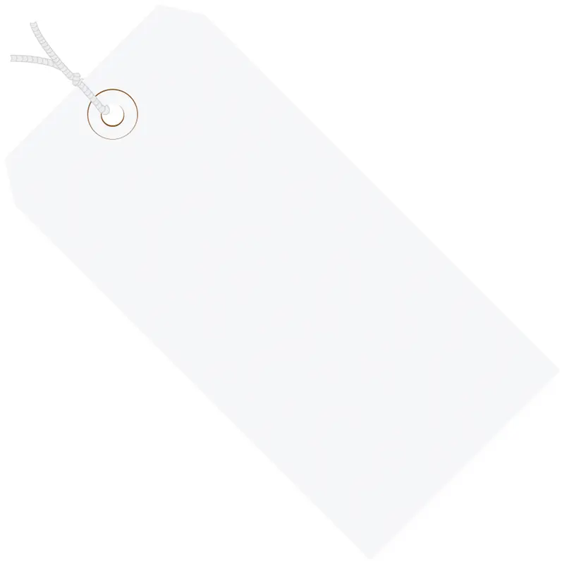 2 3/4 x 1 3/8" White 13 Pt. Shipping Tags - Pre-Strung (G11012G) Case Of 1000