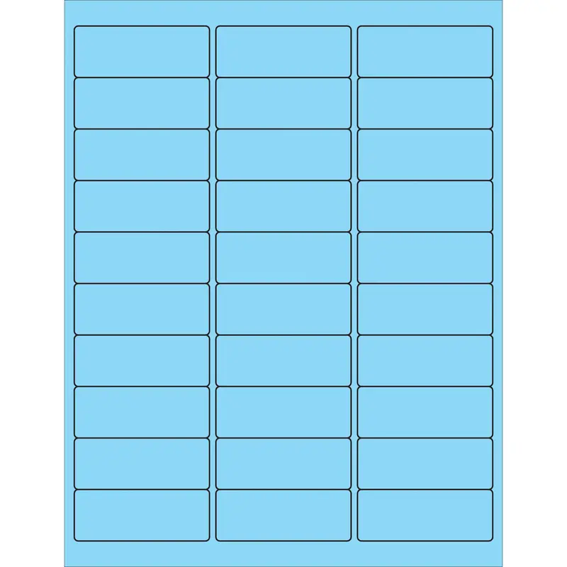 2 5/8 x 1" Fluorescent Pastel Blue Removable Rectangle Laser Labels (LL405BE) Case Of 3000