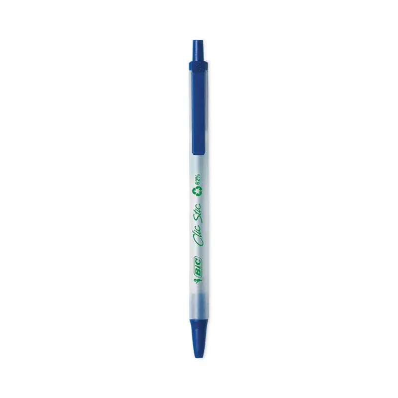BIC ReVolution Clic Stic Ballpoint Pen, Retractable, Medium 1 mm, Blue Ink, Translucent Frost/Blue Barrel, 48/Pack (BICCSEM48BE) Pack of 48
