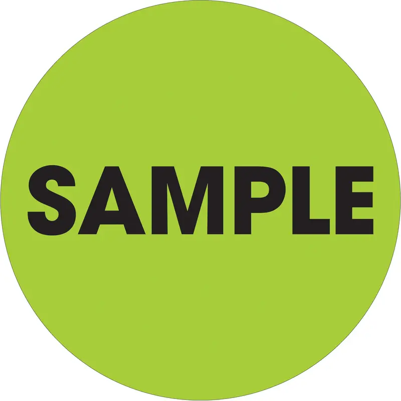 2" Circle - "Sample" Fluorescent Green Labels (DL1269) Roll Of 500