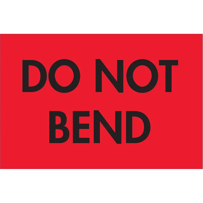 2 x 3" - "Do Not Bend" (Fluorescent Red) Labels (DL3581) Roll Of 500