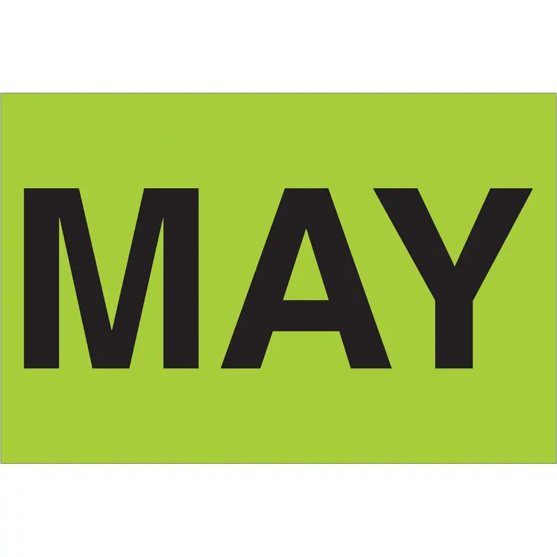 2 x 3" - "MAY" (Fluorescent Green) Months of the Year Labels (DL6781) Roll Of 500