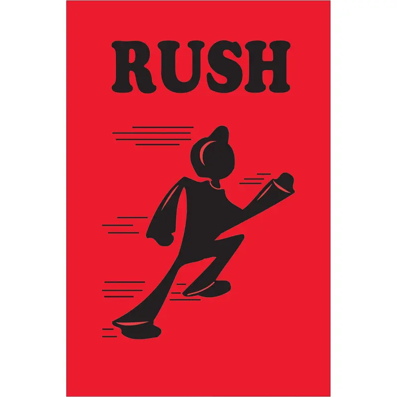 2 x 3" - "Rush" (Fluorescent Red) Labels (DL1690) Roll Of 500