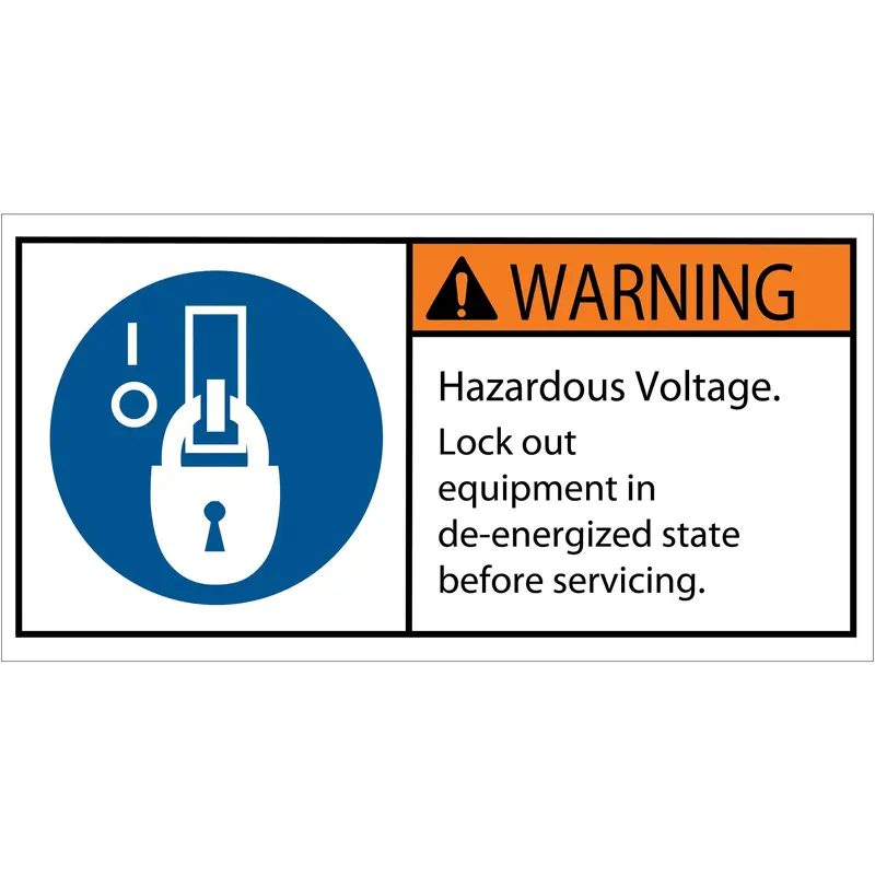 2 x 4" - Warning Hazardous Voltage Durable Safety Label (DSL517) Roll Of 25