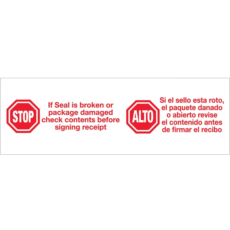 2" x 110 yds. - "Stop / Alto" Tape Logic Messaged Carton Sealing Tape (T902P13) Case Of 36