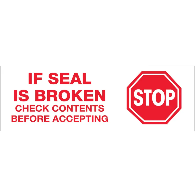 2" x 110 yds. - "Stop If Seal Is Broken" (6 Pack) Tape Logic Messaged Carton Sealing Tape (T902P016PK) Case Of 6