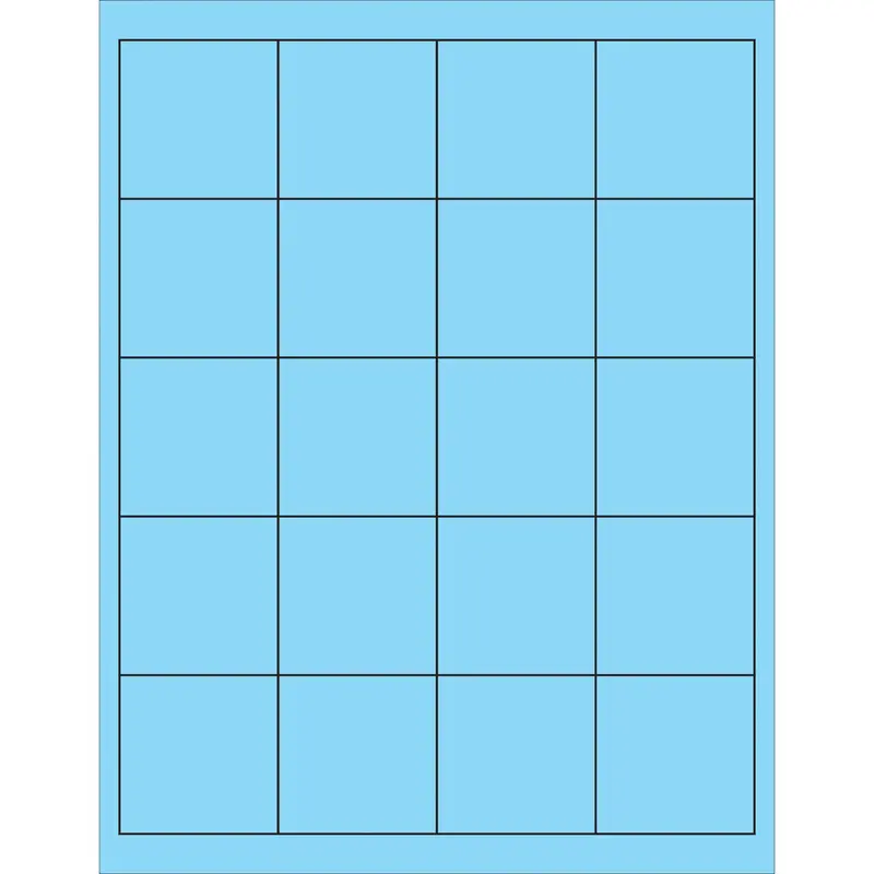 2" x 2" Fluorescent Pastel Blue Rectangle Laser Labels (LL172BE) Case Of 2000