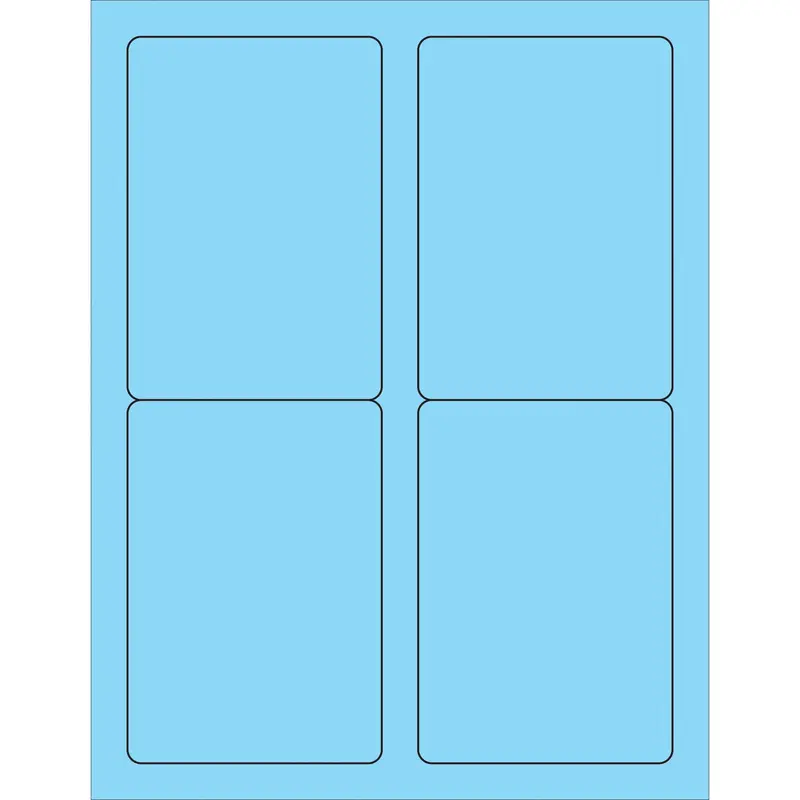 3 1/2 x 5" Fluorescent Pastel Blue Rectangle Laser Labels (LL176BE) Case Of 400