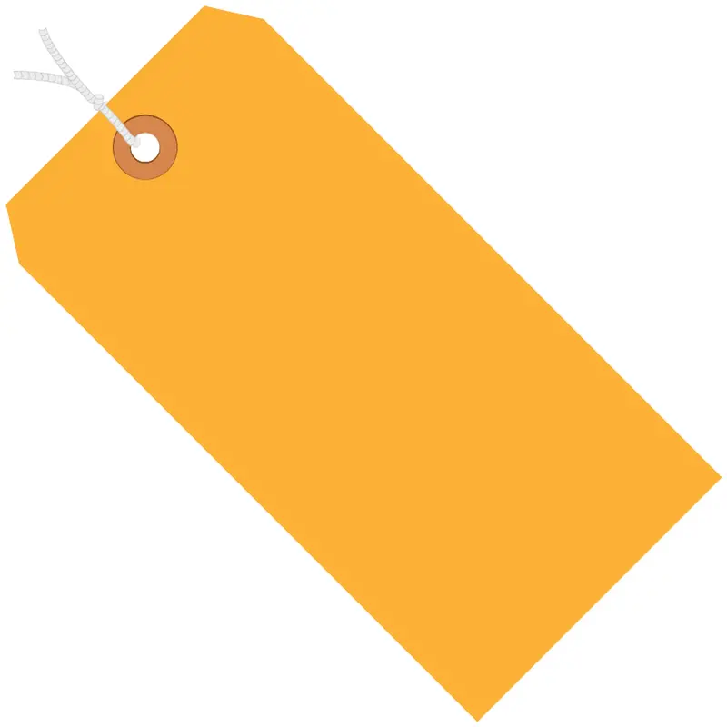 3 1/4 x 1 5/8" Fluorescent Orange 13 Pt. Shipping Tags - Pre-Strung (G12022D) Case Of 1000