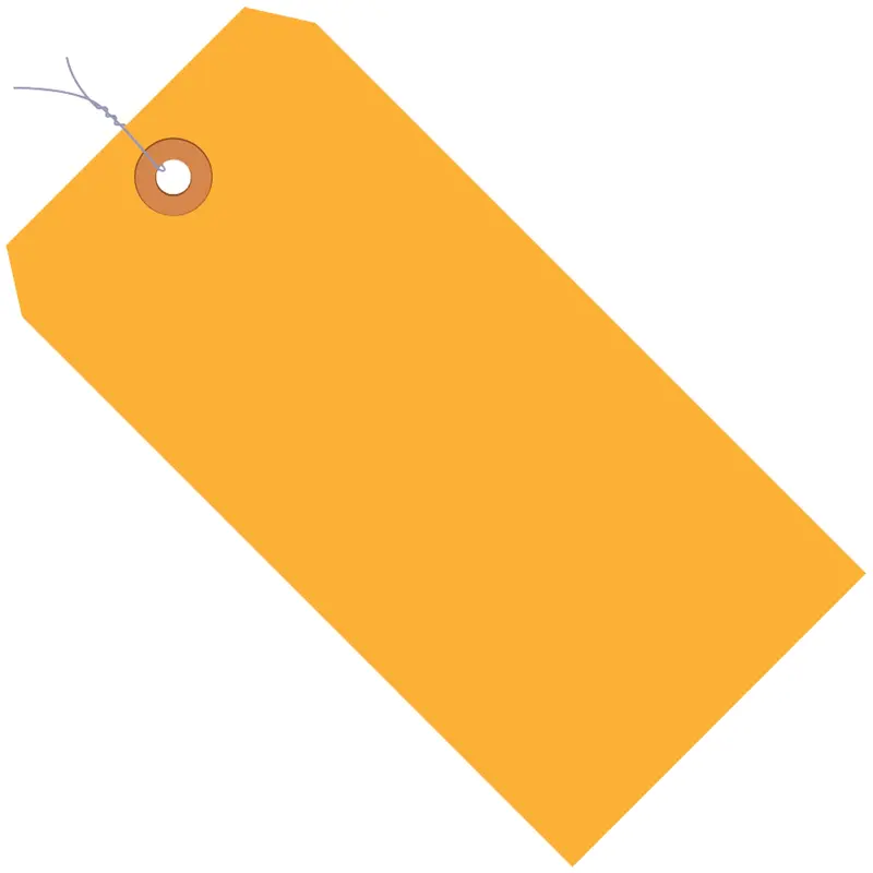3 3/4 x 1 7/8" Fluorescent Orange 13 Pt. Shipping Tags - Pre-Wired (G12033D) Case Of 1000