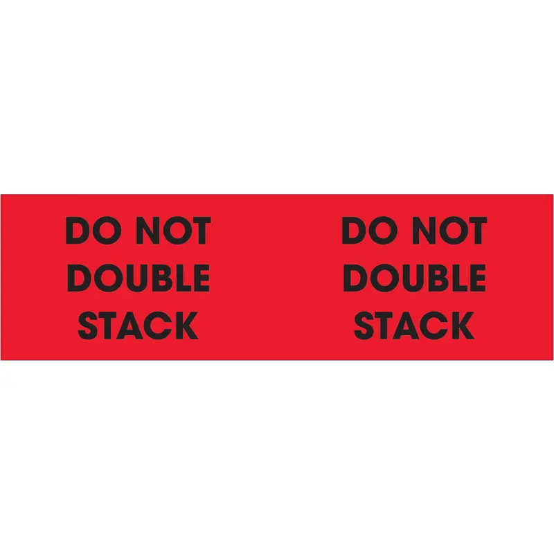 3 x 10" - "Do Not Double Stack" (Fluorescent Red) Labels (DL1194) Roll Of 500