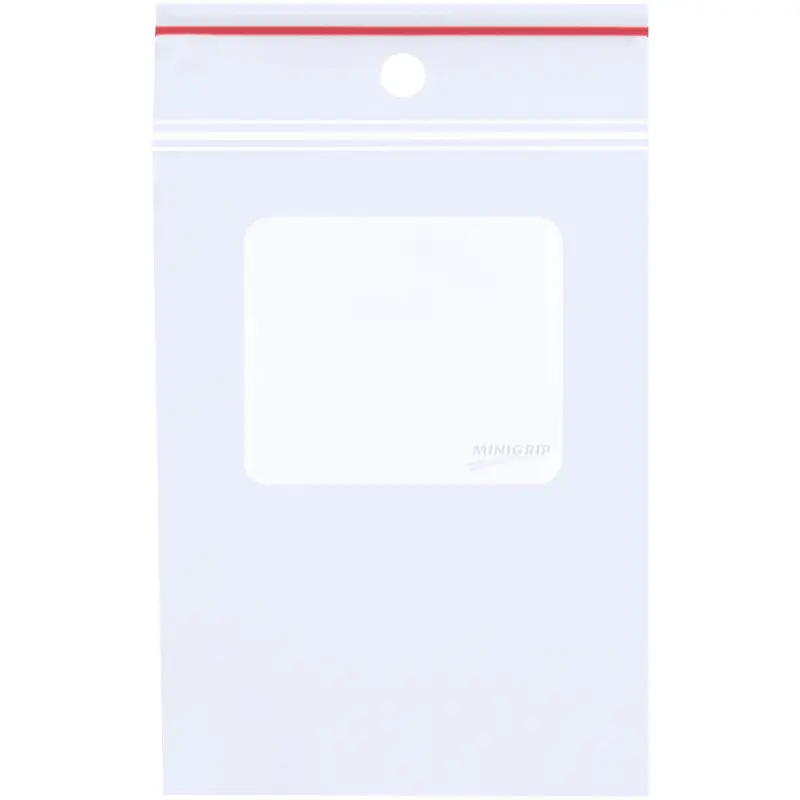 3 x 4" - 4 Mil Minigrip White Block Reclosable Poly Bags w/ Hang Holes (MG4010) Case Of 1000