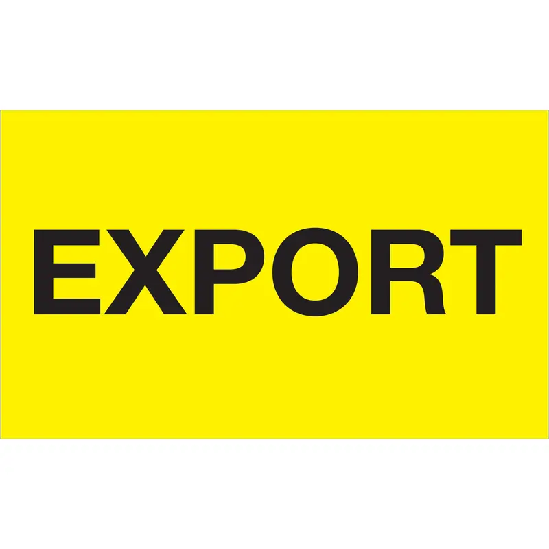 3 x 5" - "Export" (Fluorescent Yellow) Labels (DL1122) Roll Of 500