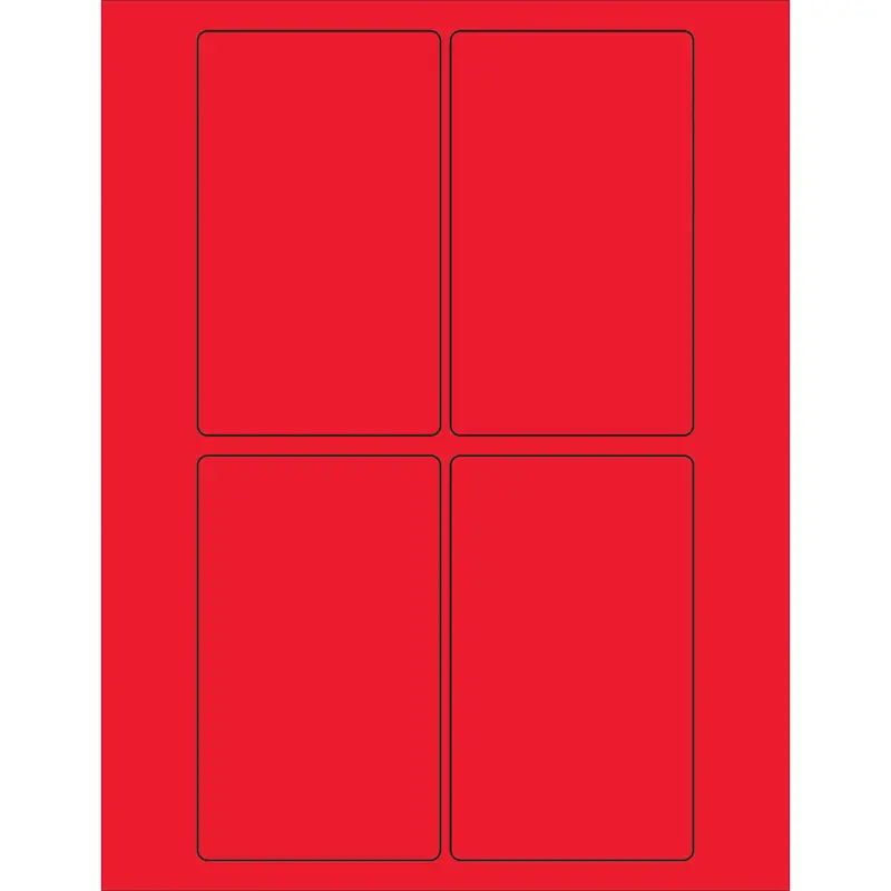 3 x 5" Fluorescent Red Rectangle Laser Labels (LL175RD) Case Of 400