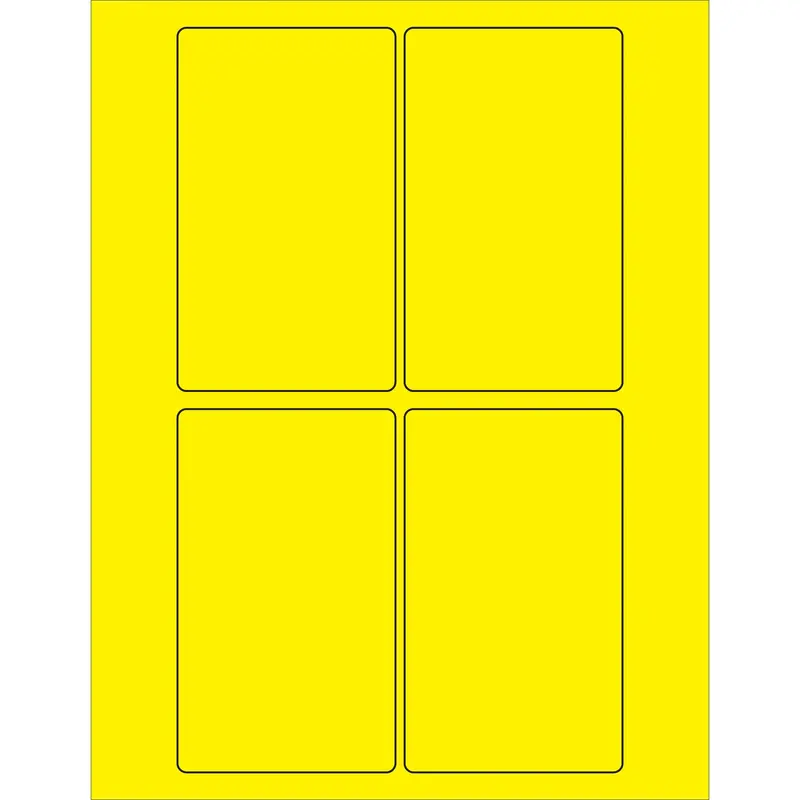 3 x 5" Fluorescent Yellow Rectangle Laser Labels (LL175YE) Case Of 400