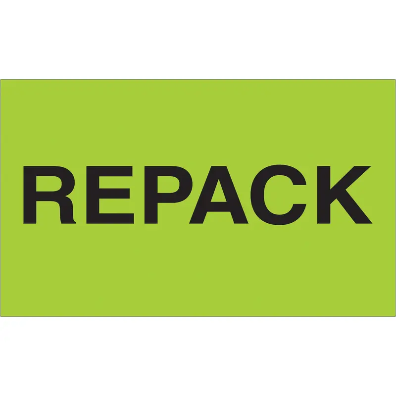 3 x 5" - "Repack" (Fluorescent Green) Labels (DL2621) Roll Of 500