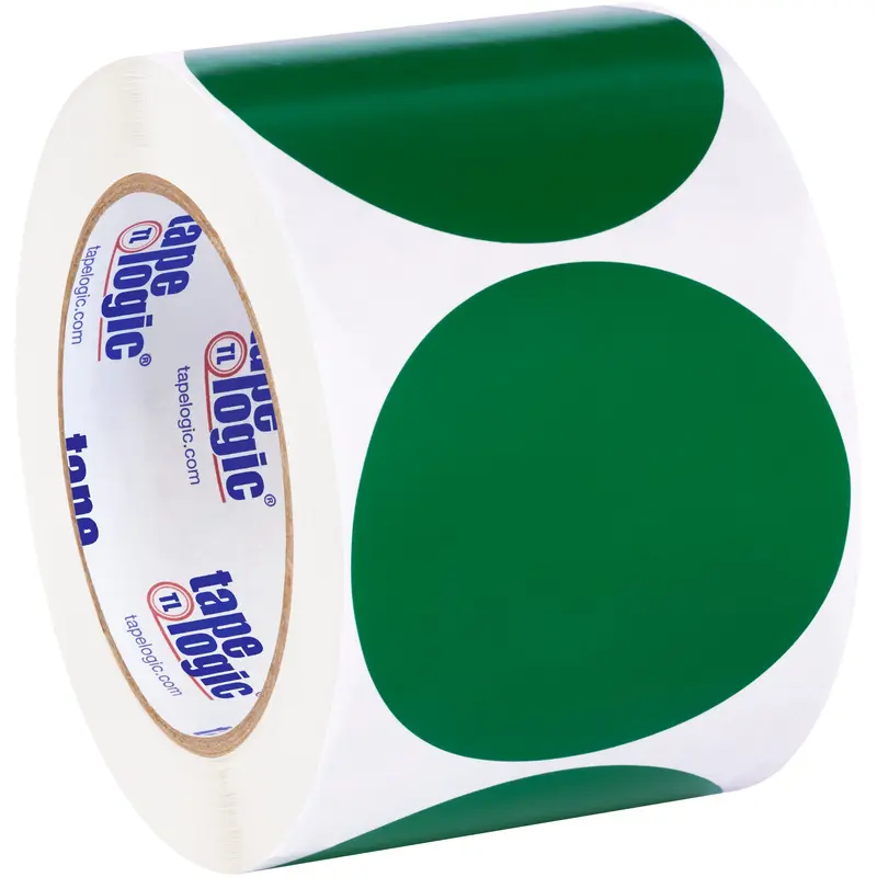 3" Green Inventory Circle Labels (DL614D) Roll Of 500
