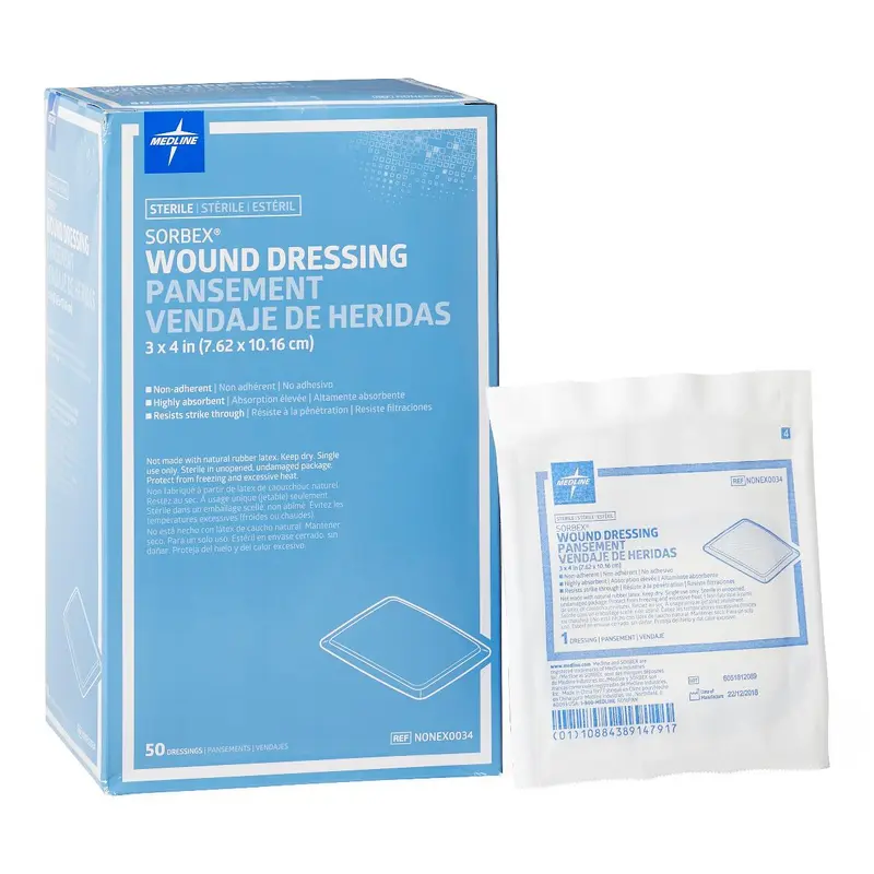 3" x 4" SORBEX Sterile Absorbent Dressings, 100/CS (NONEX0034) Case of 100