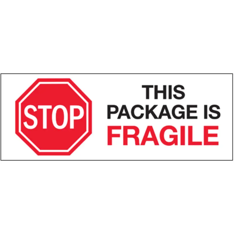 3 x 8"  - "Stop - This Package is Fragile" Labels (DL7013) Roll Of 250