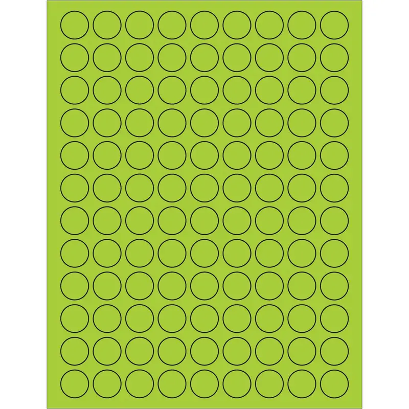 3/4" Fluorescent Green Circle Laser Labels (LL190GN) Case Of 1000