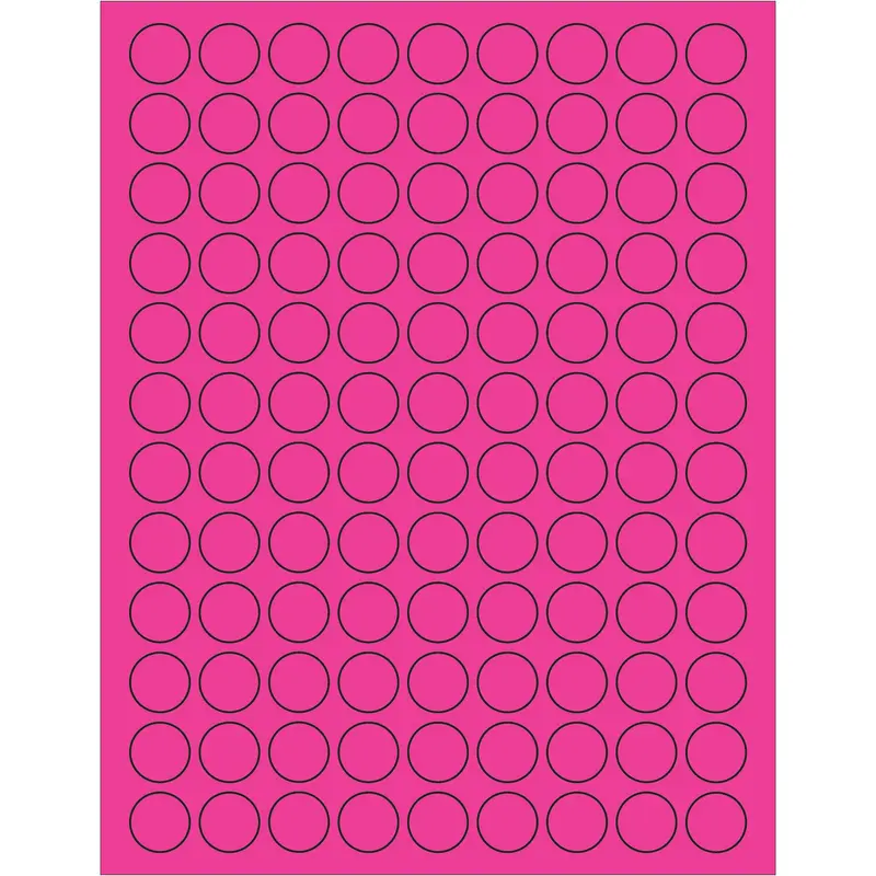 3/4" Fluorescent Pink Circle Laser Labels (LL190PK) Case Of 1000