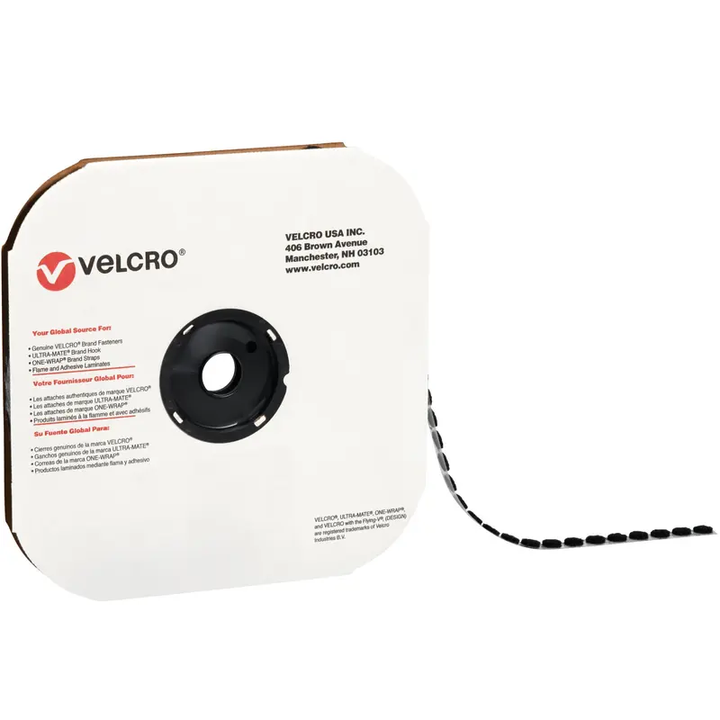 3/4" - Hook - Black VELCRO Brand Tape - Individual Dots (VEL125) Case Of 1028