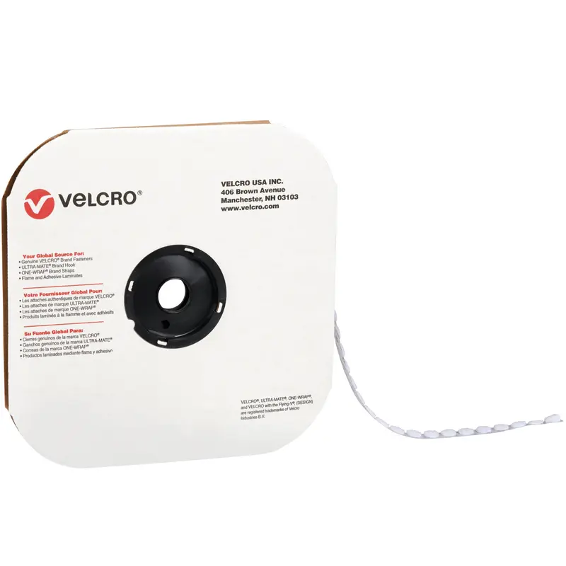 3/4" - Loop - White VELCRO Brand Tape - Individual Dots (VEL142) Case Of 1028