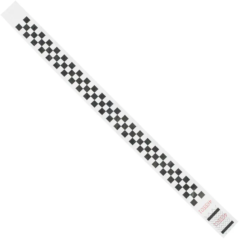 3/4 x 10" Black Checkerboard Tyvek Wristbands (WR103) Case Of 500