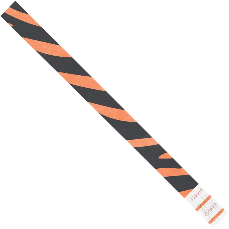 3/4 x 10" Orange Zebra Stripe Tyvek Wristbands (WR108OR) Case Of 500