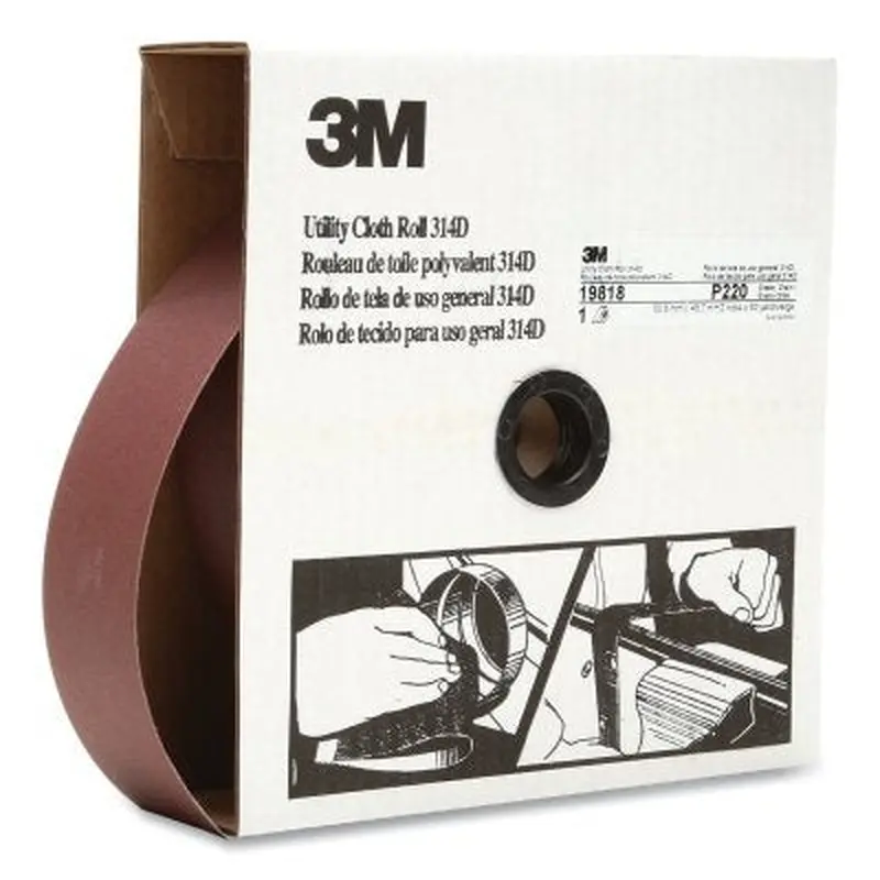 3M 314D Utility Cloth Rolls, 2 in, 50 yd, P220 Grit (405-051115-19818) 1 Roll