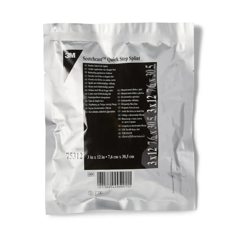 3M Scotchcast Quick Step Double Sided Felt Padded Precut Splint 3 X 12 Inch Felt / Fiberglass White (1193018_CS) 10/CS