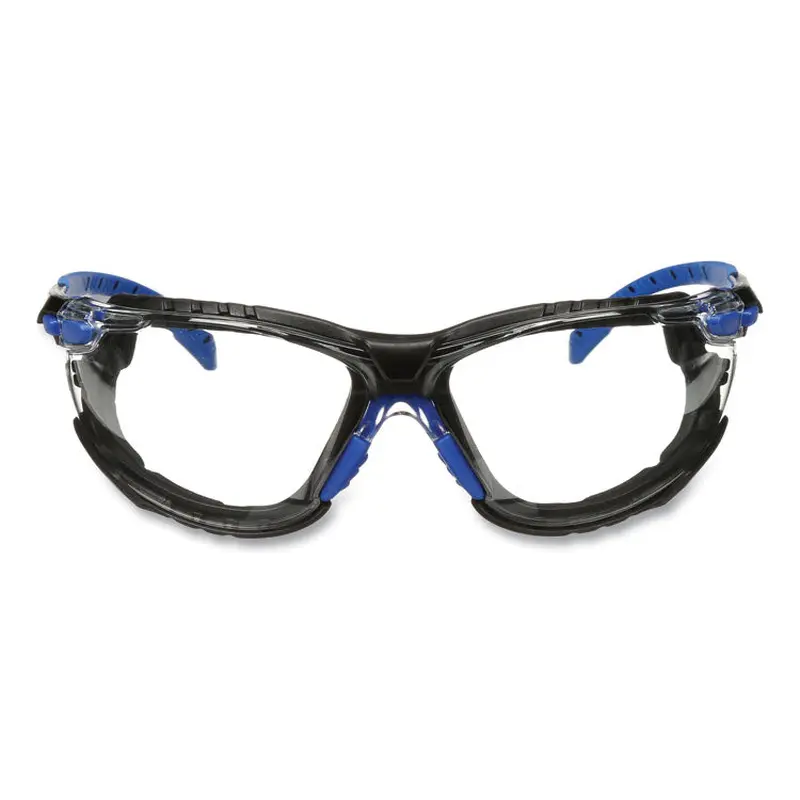 3M Solus 1000 Series Safety Glasses, Black/Blue Plastic Frame, Clear Polycarbonate Lens (MMMS1101SGAFKT) Each