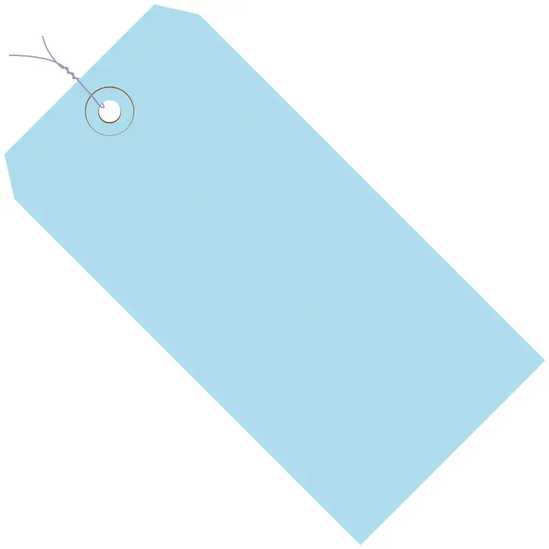 4 1/4 x 2 1/8" Light Blue 13 Pt. Shipping Tags - Pre-Wired (G11043B) Case Of 1000