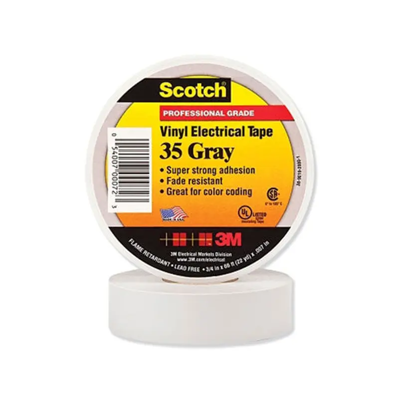 3M Vinyl Electrical Color Coding Tape 35, 3/4 in x 66 ft, Gray (500-000723) 1 Roll
