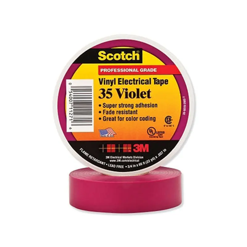 3M Vinyl Electrical Color Coding Tape 35, 3/4 in x 66 ft, Violet (500-112716) 1 Roll
