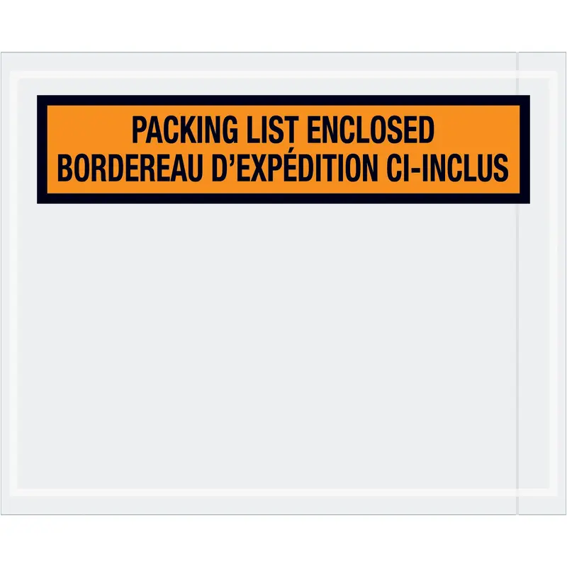 4 1/2 x 5 1/2" Bilingual Packing List Envelopes English/French (PL501) Case Of 1000