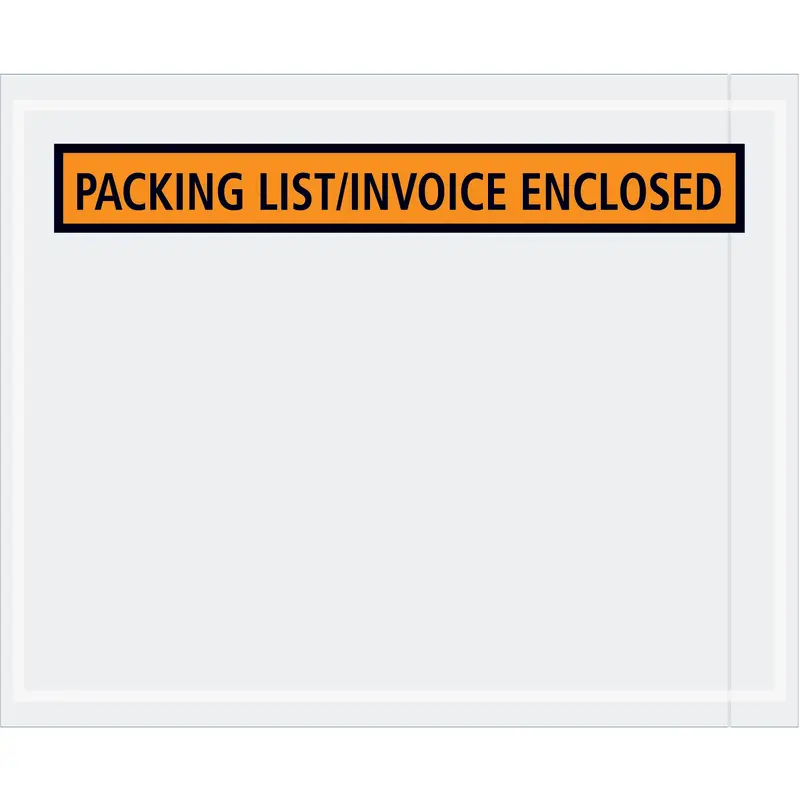 4 1/2 x 5 1/2" Orange "Packing List/Invoice Enclosed" Envelopes (PL462) Case Of 1000