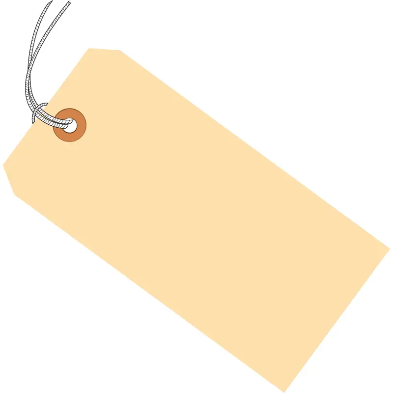 4 1/4 x 2 1/8" 13 Pt. Manila Shipping Tags - Pre-Strung (G10042) Case Of 1000