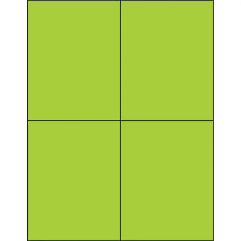 4 1/4 x 5 1/2" Fluorescent Green Rectangle Laser Labels (LL183GN) Case Of 400