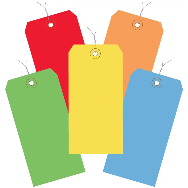 4 3/4 x 2 3/8" Assorted Color 13 Pt. Shipping Tags - Pre-Wired (G20003) Case Of 1000